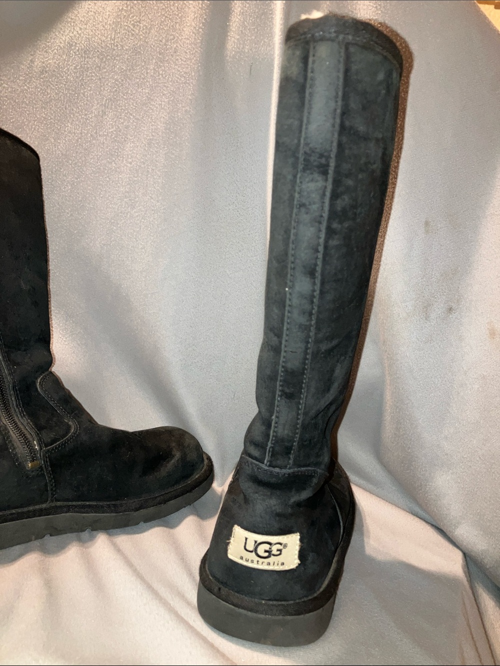 Classic Tall Black Suede Winter Boots - Picture 3 of 9